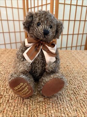 Plush Brown Teddy Bear with Satin Bow Stuffed Animal 100tj Anniversary